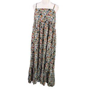 Natural Life L Spaghetti Strap Floral Maxi Dress Ruffle Hem Boho Flowy
